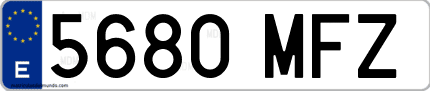Ejemplo de matrícula de coche ordinaria 5680 MFZ