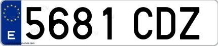 Ejemplo de matrícula de coche ordinaria 5681 CDZ