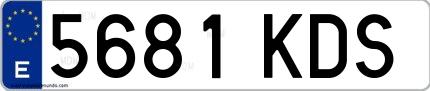 Ejemplo de matrícula española 5681 KDS