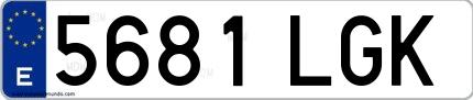Ejemplo de matrícula española 5681 LGK