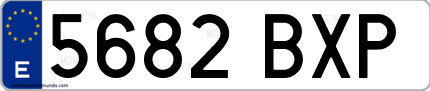 Ejemplo de matrícula de coche ordinaria 5682 BXP