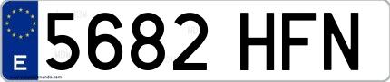 Ejemplo de matrícula española 5682 HFN
