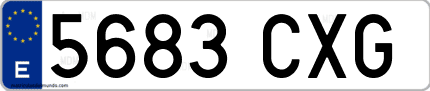 Ejemplo de matrícula de coche ordinaria 5683 CXG