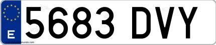 Ejemplo de matrícula española 5683 DVY
