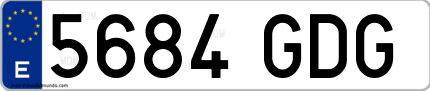 Ejemplo de matrícula de coche ordinaria 5684 GDG