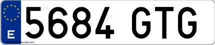 Ejemplo de matrícula de coche ordinaria 5684 GTG