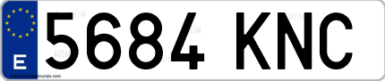 Ejemplo de matrícula de coche ordinaria 5684 KNC