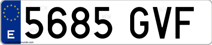 Ejemplo de matrícula de coche ordinaria 5685 GVF