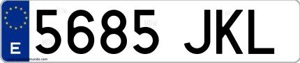 Ejemplo de matrícula española 5685 JKL