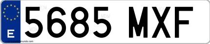 Ejemplo de matrícula española 5685 MXF