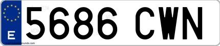 Ejemplo de matrícula española 5686 CWN