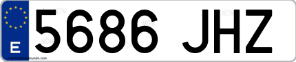 Ejemplo de matrícula de coche ordinaria 5686 JHZ