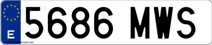 Ejemplo de matrícula española 5686 MWS