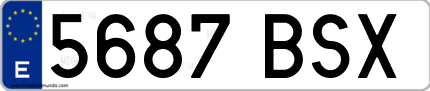 Ejemplo de matrícula de coche ordinaria 5687 BSX