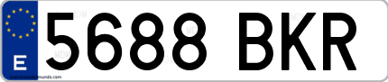 Ejemplo de matrícula de coche ordinaria 5688 BKR