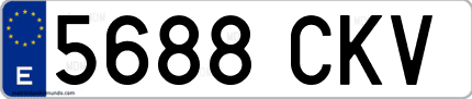Ejemplo de matrícula de coche ordinaria 5688 CKV
