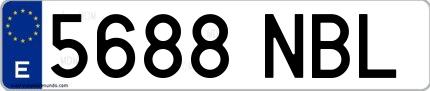 Ejemplo de matrícula española 5688 NBL