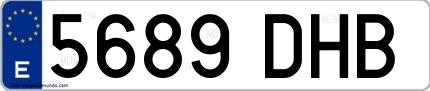 Ejemplo de matrícula española 5689 DHB