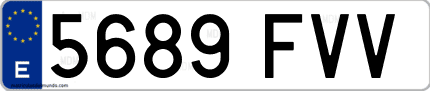 Ejemplo de matrícula de coche ordinaria 5689 FVV