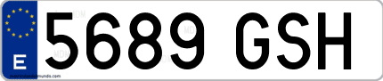 Ejemplo de matrícula de coche ordinaria 5689 GSH