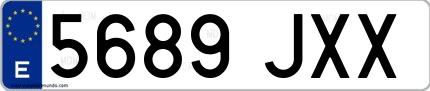 Ejemplo de matrícula española 5689 JXX