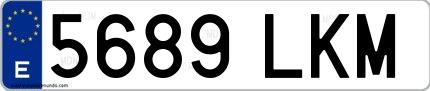 Ejemplo de matrícula española 5689 LKM