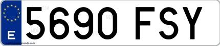 Ejemplo de matrícula española 5690 FSY