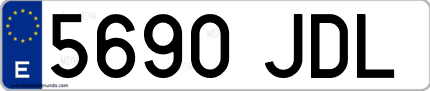 Ejemplo de matrícula de coche ordinaria 5690 JDL