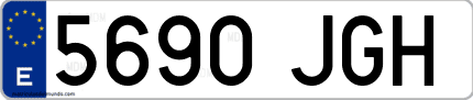 Ejemplo de matrícula de coche ordinaria 5690 JGH