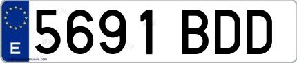 Ejemplo de matrícula de coche ordinaria 5691 BDD