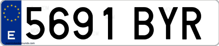 Ejemplo de matrícula de coche ordinaria 5691 BYR