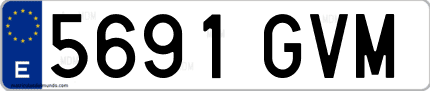 Ejemplo de matrícula de coche ordinaria 5691 GVM
