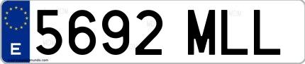 Ejemplo de matrícula española 5692 MLL