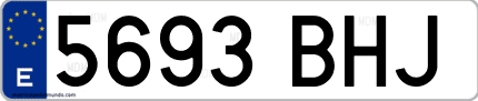 Ejemplo de matrícula de coche ordinaria 5693 BHJ