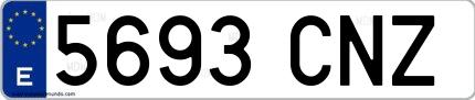 Ejemplo de matrícula española 5693 CNZ