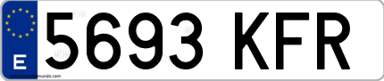 Ejemplo de matrícula de coche ordinaria 5693 KFR