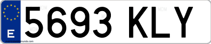 Ejemplo de matrícula de coche ordinaria 5693 KLY