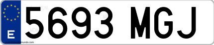 Ejemplo de matrícula de coche ordinaria 5693 MGJ