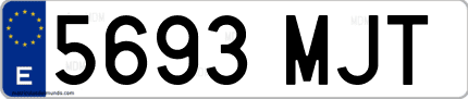 Ejemplo de matrícula de coche ordinaria 5693 MJT