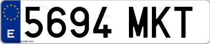 Ejemplo de matrícula de coche ordinaria 5694 MKT