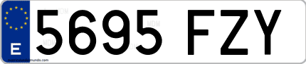 Ejemplo de matrícula de coche ordinaria 5695 FZY