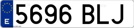Ejemplo de matrícula española 5696 BLJ