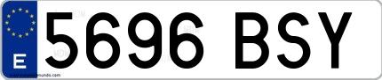 Ejemplo de matrícula española 5696 BSY