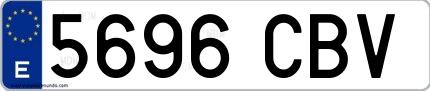 Ejemplo de matrícula española 5696 CBV