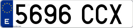 Ejemplo de matrícula de coche ordinaria 5696 CCX