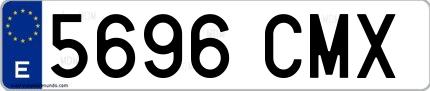 Ejemplo de matrícula española 5696 CMX