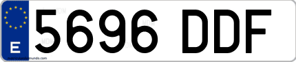 Ejemplo de matrícula de coche ordinaria 5696 DDF