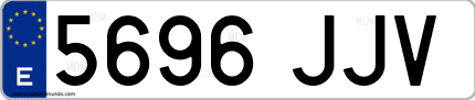 Ejemplo de matrícula de coche ordinaria 5696 JJV