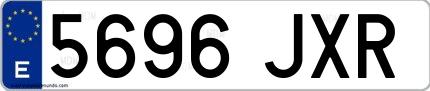 Ejemplo de matrícula española 5696 JXR