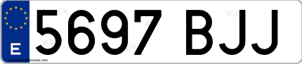 Ejemplo de matrícula de coche ordinaria 5697 BJJ